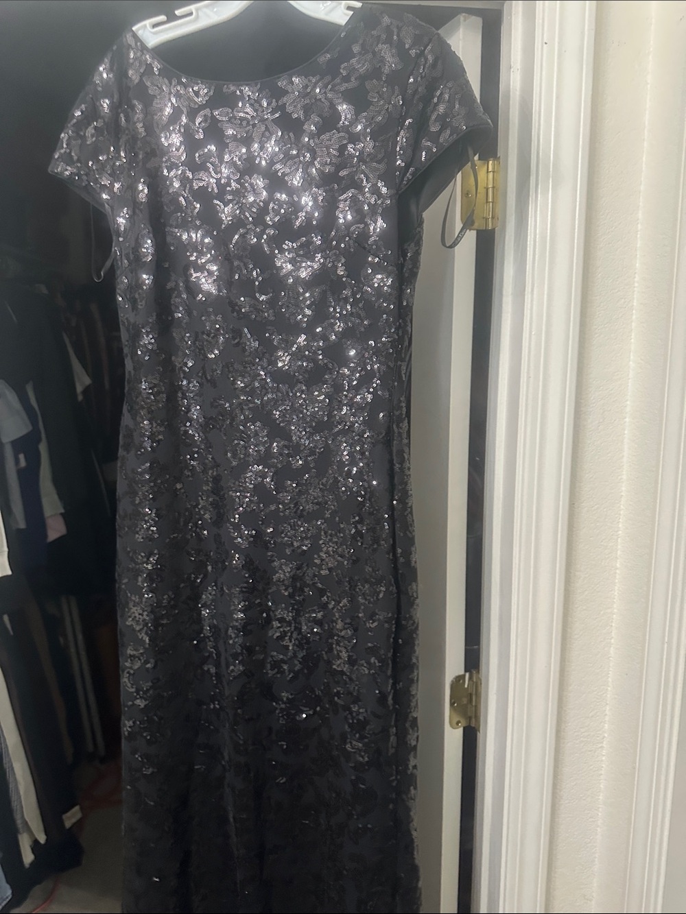 Calvin Klein Black Sequin Maxi Dress - Cowl Neck